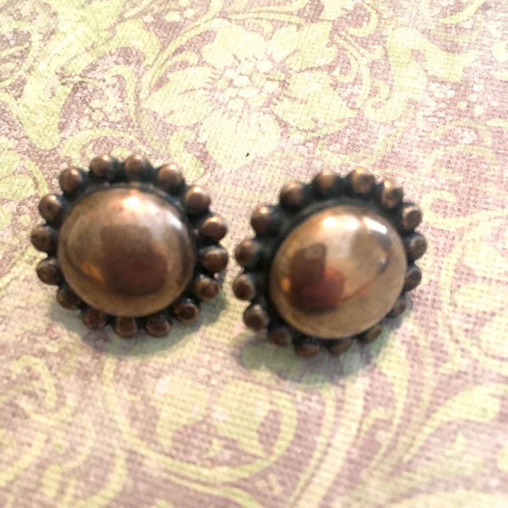 Vintage screwback clips sterling floral earrings